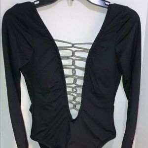 Sexy Kenneth Cole plunge one piece black swimsuit